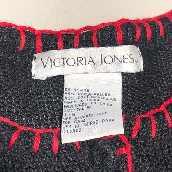 Victoria Jones Embroidered Christmas Cardigan Black Beaded Embellishments Size L - Picture 13 of 15